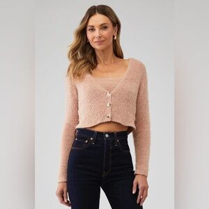 ASTR the label LORAIN CARDIGAN Top in Pink Clay Size Small